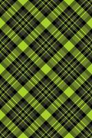 Couch seamless tartan background, apparel texture check textile. Male pattern fabric plaid in lime and black colors. vector