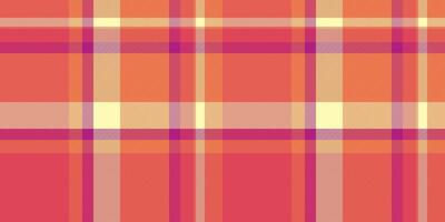 Vibrant coral and peach plaid pattern. Perfect for textile design, website backgrounds, or fashion projects. This cheerful, geometric texture evokes warmth and a sense of comfort. vector