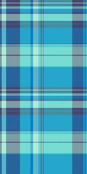 Fiber seamless textile plaid, editable texture fabric check. Summertime tartan background pattern in medium turquoise and cyan colors. vector