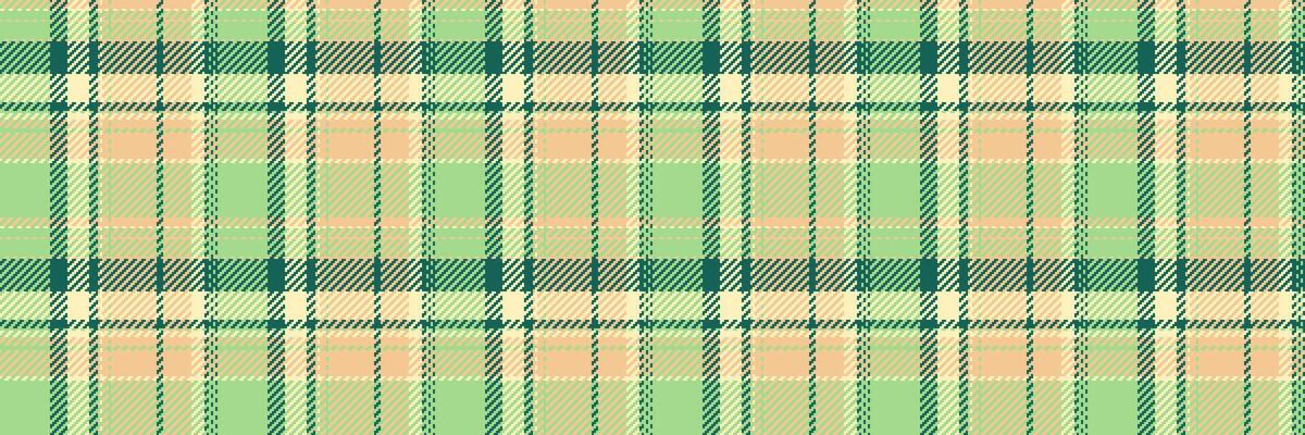 Soft pastel plaid pattern in spring green, peach, and cream. Ideal for textile design, packaging, website backgrounds, or crafting projects.