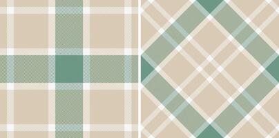 Elegant beige and sage green plaid patterns, perfect for textile design, fashion, or home decor projects. These versatile seamless textures offer a sophisticated, calming aesthetic. vector