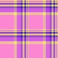 Vibrant pastel plaid pattern in pink, purple, and yellow. Perfect for textile designs, website backgrounds, or fashion projects. This cheerful, playful texture evokes feelings of joy and springtime. vector