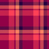 Vibrant coral and crimson plaid pattern. Perfect for textile design, fashion, or website backgrounds. This seamless texture evokes warmth and style. vector