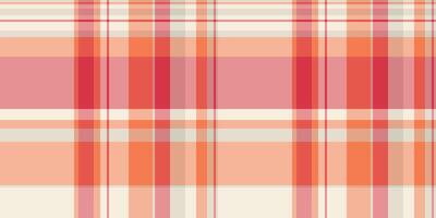 Commercial pattern plaid tartan, ornate check texture. Sample textile fabric background seamless in red and orange colors. vector