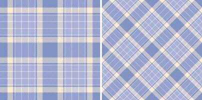 Elegant pastel blue and cream plaid patterns. Two seamless textures offer versatile design options for textiles, websites, or stationery. vector