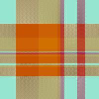 Vibrant autumnal plaid pattern in orange, beige, and mint green. Ideal for textile design, website backgrounds, or fallthemed projects. vector