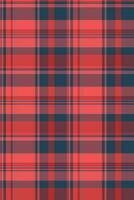 Layered check plaid, pillow textile background tartan. Fall fabric seamless texture pattern in red and cyan colors. vector
