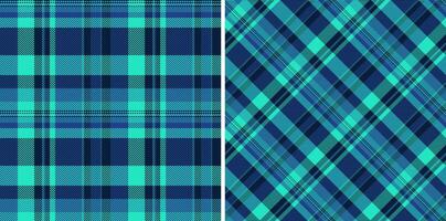 plaid pattern of fabric seamless textile with a background texture tartan check. Set in sea colors for stylish wrapping options and gifts. vector