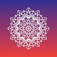 PrintOrnamental white mandala design on gradient background vector
