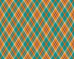 Vibrant teal, orange, and olive green plaid pattern. Perfect for textile design, website backgrounds, or autumnal themed projects. vector