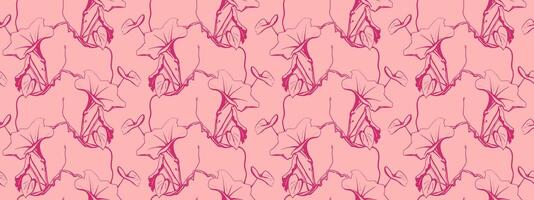 Elegant pink floral pattern. Subtle line art design creates a delicate, romantic mood. Perfect for textiles, stationery, websites, or any project needing a touch of feminine sophistication. vector