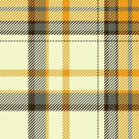 Warm autumnal plaid pattern in muted yellow, orange, and gray tones. Perfect for textile design, fallthemed projects, or creating a rustic, cozy aesthetic. vector