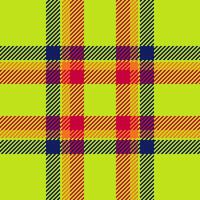 Vibrant lime green, red, orange, and navy plaid pattern. Perfect for textile design, fashion, website backgrounds, or any project needing a bold, energetic aesthetic. vector
