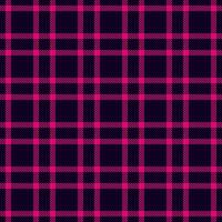 Colour tartan check, silky background texture textile. Picnic pattern fabric seamless plaid in black and pink colors. vector