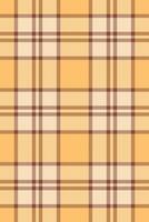 Curve textile plaid , girly seamless check pattern. Endless tartan background texture fabric in light and orange colors. vector