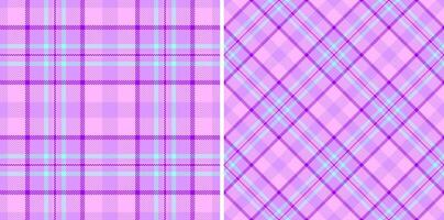 Pastel purple plaid patterns, perfect for textile design, scrapbooking, or digital projects. These versatile seamless textures offer a soft, feminine aesthetic and create a dreamy, romantic feel. vector