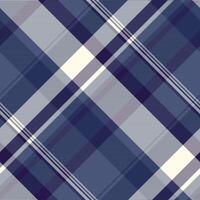 Checking fabric check textile, gift plaid seamless background. Primary pattern texture tartan in blue and ivory colors. vector