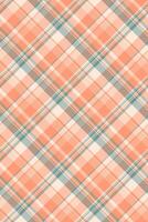 Stitch texture fabric check, grungy plaid background tartan. Folk pattern textile seamless in orange and pastel colors. vector