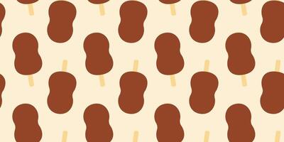 Chocolate Ice Cream Unusual Shape Seamless pattern on Beige World Ice Cream Day Background concept. Isolated illustration Wrapping Wallpaper Thematic card, branding or web promo banner, leaflet vector