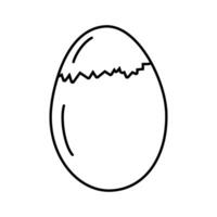 Freehand Outline Hard boiled chicken egg Partially peeled Icon Logo Minimalistic Design element idea. Isolated illustration Recipe Menu cards or web promo banner, leaflet, print material, price vector