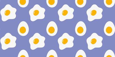 Fried eggs with yolk Hard Boiled egg Seamless pattern World Egg Day Abstract Background Texture idea. Isolated illustration Wallpaper Wrapping Thematic Recipe or menu cards, web promo materials vector