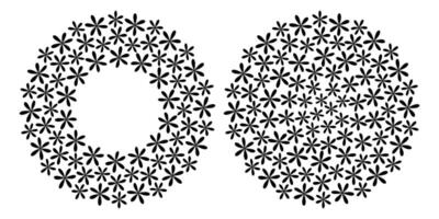 Abstract Flowers Circular Frame border Round Monochrome Background Texture Copy space Template Set 2. Isolated illustration Thematic cards, posting, blogging or web promo leaflet, banner, price vector