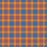Vibrant blue, orange, and brown plaid pattern. Perfect for textile design, website backgrounds, or autumnal themed projects. This seamless texture evokes warmth and style. vector