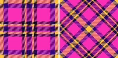 Vibrant pink, purple, and yellow plaid patterns. Perfect for fashion, textile, or web design projects needing bold, energetic visuals. vector