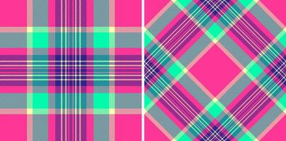 Vibrant pink teal plaid patterns. Perfect for fashion, textile, or web design. These bold, intersecting lines create a dynamic, energetic feel, ideal for showcasing summery or youthful brands. vector