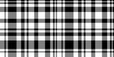 Classic black and white plaid pattern. Versatile design ideal for fashion, textiles, and web backgrounds. Stylish geometric texture evokes tradition and modernity. vector