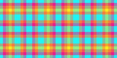Vibrant, cheerful plaid pattern in bold neon colors. Perfect for textile designs, website backgrounds, or playful branding. This cheerful and energetic design evokes feelings of joy and optimism. vector