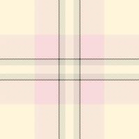 Delicate pastel pink and cream plaid pattern. Perfect for textile design, fashion, or wallpaper. Subtle texture and soft color palette evoke feelings of warmth and comfort. vector