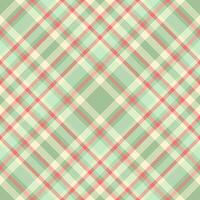 Elegant pastel plaid pattern in soft mint green, peach, and cream. Ideal for textile design, apparel, stationery, or website backgrounds. vector