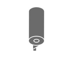 A minimalist grey icon depicting a cylindrical object, possibly representing a log, a roll of material, or a simple tool. vector