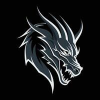 Fiery Demon-Like Dragon Face Emerging from Shadows with an Intimidating Look vector