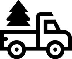 Red Pickup with Festive Tree vector