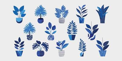 Abstract Elegance A Stunning Display of Unique Blue Botanical Illustrations vector