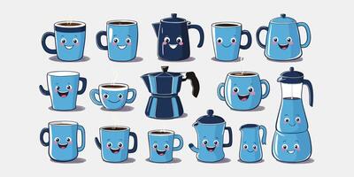 Brewing Smiles A Whimsical Collection of Cheerful Coffee Characters vector