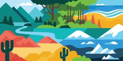 Unity in Diversity A Flat Celebration of Earth's Ecosystems vector