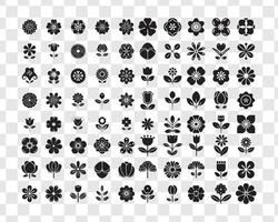 Simple Black Linear Flower Icons, Crisp Outlines, Modern Design Collection vector