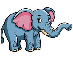 Cartoon elephant illustration, with big ears and a cute trunk. Simple design on a white background, perfect for children's themes or playful projects. illustration. vector