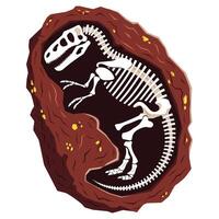 Cartoon T-rex dinosaur fossil illustration. Cute and detailed dino skeleton design, perfect for educational and fun projects. illustration isolated on white. vector