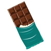Chocolate bar illustration. Simple and flat design of a chocolate bar with square segments. Perfect for candy, dessert, and sweet food themes. vector
