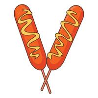 Corn dog illustration with served on a stick, designed for a fun, nostalgic fair food theme. Simple, playful design perfect for festivals or food related graphics. vector
