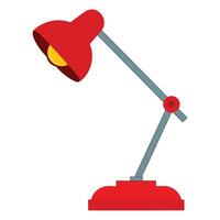 Desk lamp clipart. Simple red student desk lamp in flat style, hand drawn doodle. Ideal for students, classroom, and back to school concepts. vector