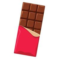 Chocolate bar icon in flat design. Simple illustration of a candy bar with a partially unwrapped foil. Perfect for sweet treats, dessert, and confectionery designs. vector