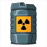 Flat design toxic waste contamination icon. illustration of a hazardous barrel with a warning symbol, representing environmental pollution and danger. vector
