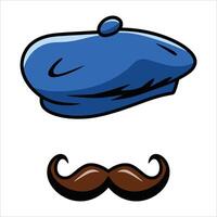 French artist icon featuring a mustached man wearing a beret. Simple and stylish illustration, ideal for creative and artistic themes. Isolated on white background. vector