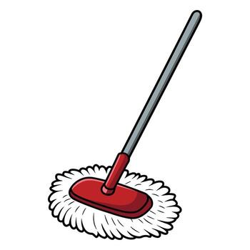 illustration of a gray broom with a long handle. Simple and functional cleaning tool design, ideal for household and commercial use. Isolated on a white background. vector