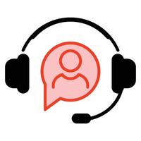 Hotline support icon with headphones. Call center, customer consultation, and user assistance concept. Customer service emblem for e commerce and business support. vector